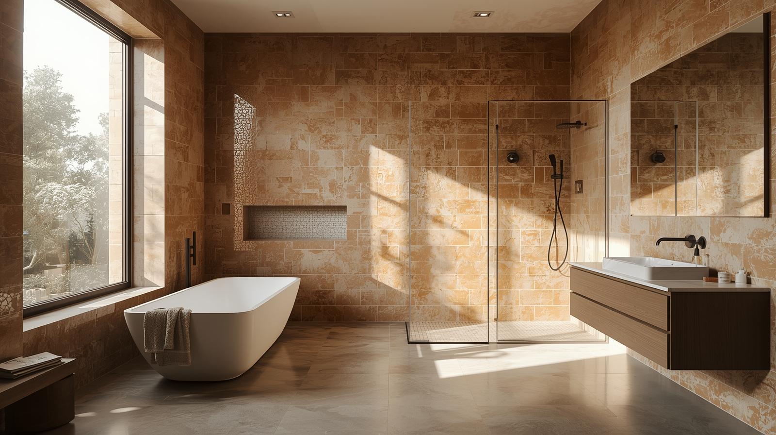 Zellige tile in a modern shower