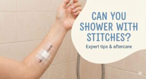 can you shower with stitches