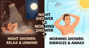 night shower vs morning shower