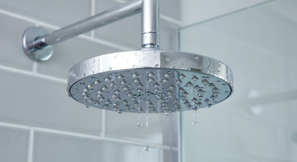 Chrome shower head with water droplets — when to replace a shower head guide